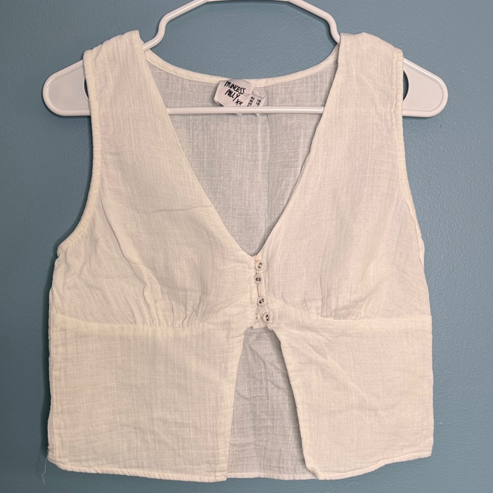 Princess Polly - White Button-Front Cotton Top